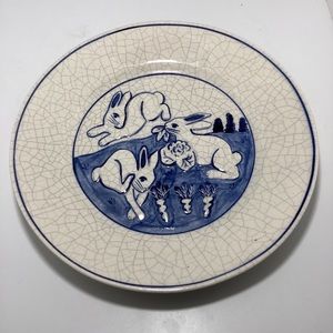 Rabbit Salad Plate Crackleware Pottery By Potting Shed TC 94A USA